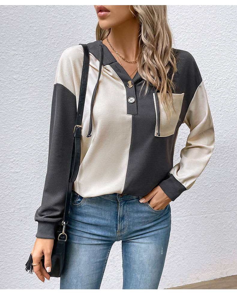 CASUAL HOODIE IN CONTRASTING COLORS FOR WOMEN