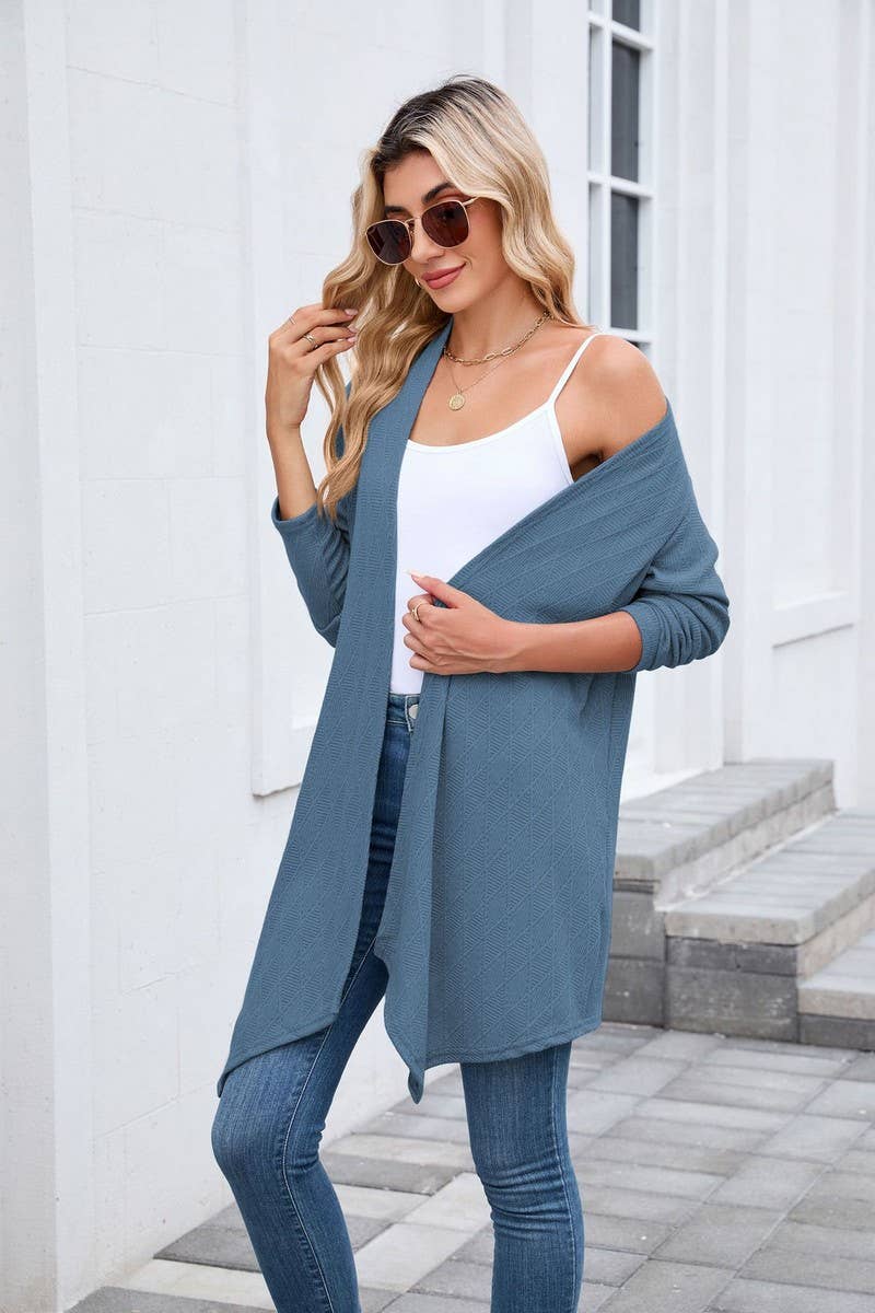 CWOCAL00859_CASUAL KNIT OPEN FRONT LONGLINE CARDIGAN