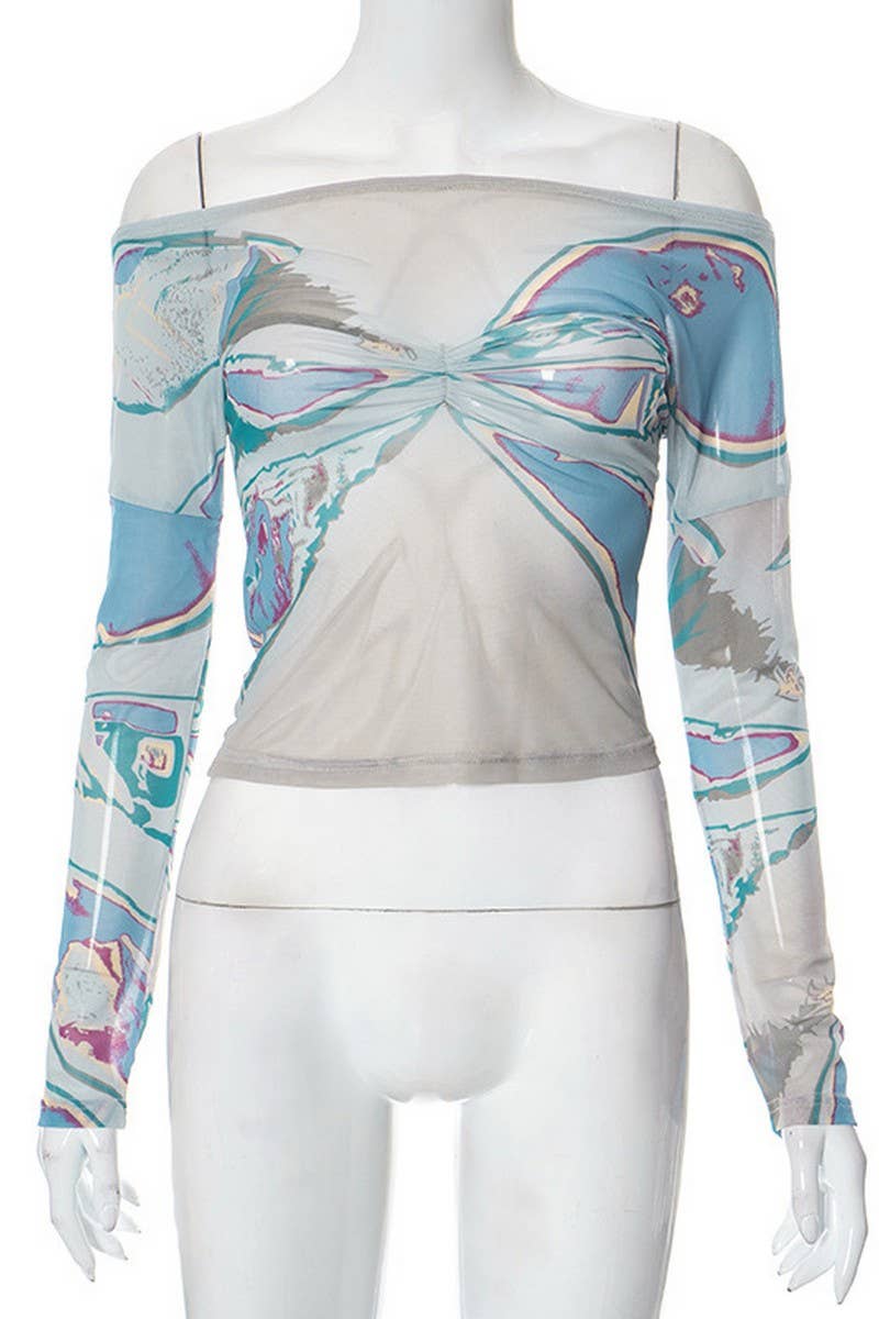 Casual pullover printed long-sleeved T-shirt