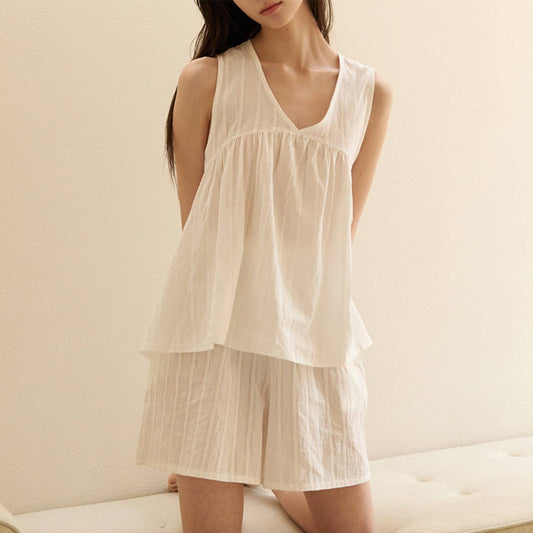 COTTON JACQUARD PYJAMAS TWO-PIECE SET