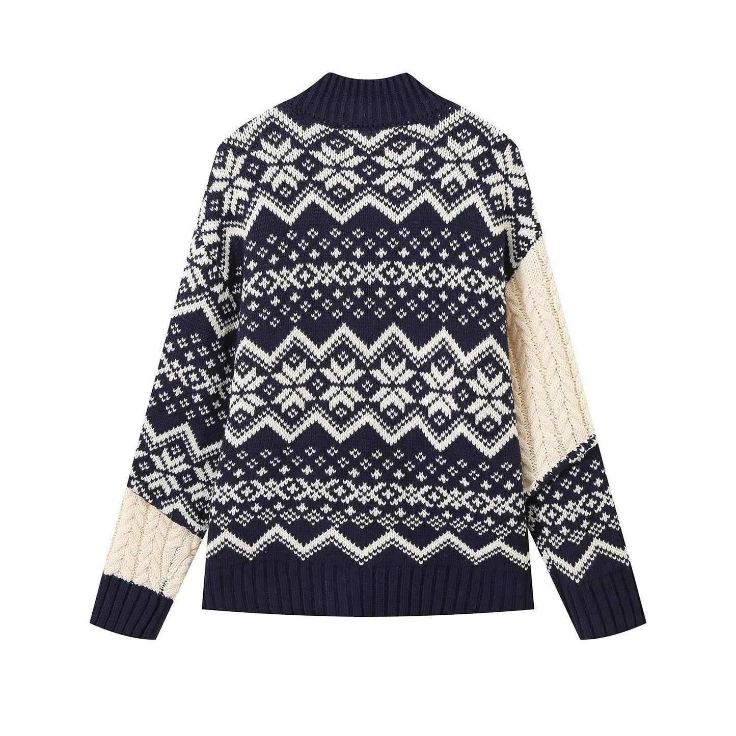 EIGHT-STRAND KNITTED JACQUARD ZIPPER CARDIGAN