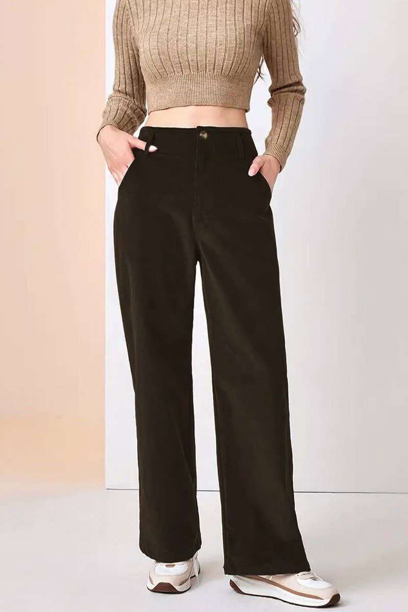 CWBLP2171_HIGH WAIST DRAPED STRAIGHT LEG CASUAL PANTS