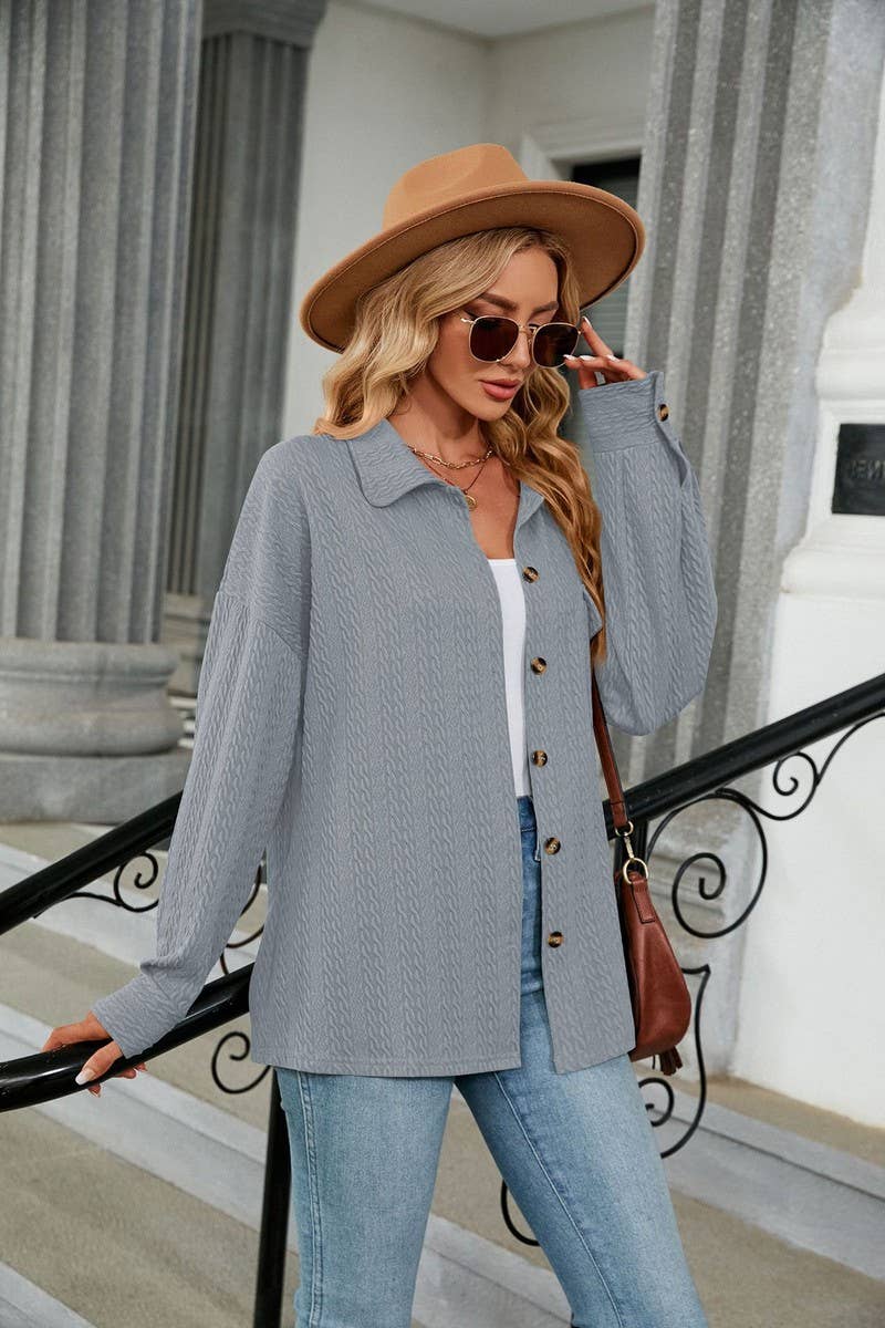 CWTSTL2066_LAPEL BUTTON POCKET LONG SLEEVE SHIRT COATS