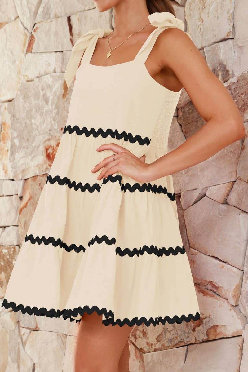 CWDHL1091_SUMMER STRAP PLEATED BACKLESS A-LINE DRESS