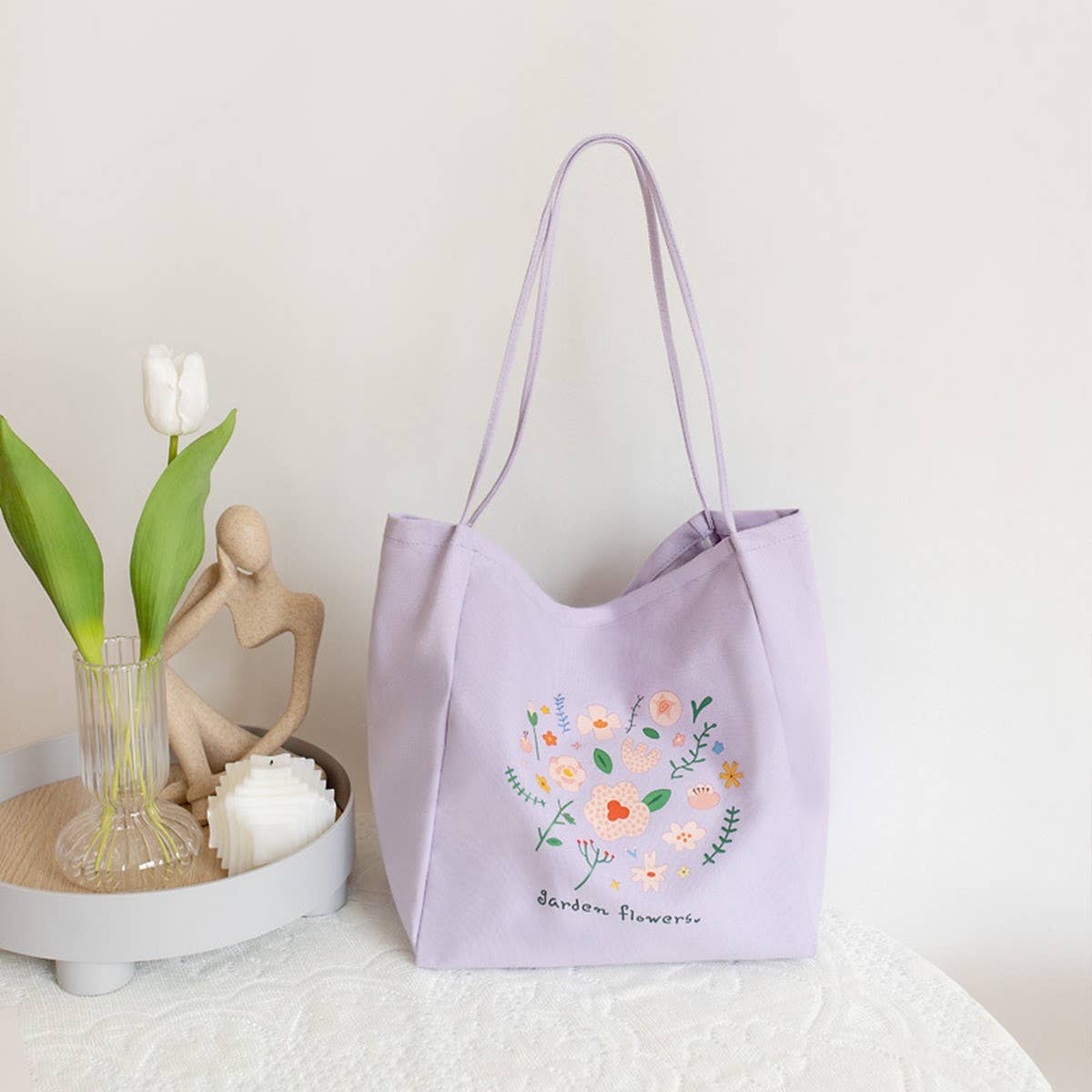 Floral Canvas Tote Bag for Women, Large Capacity_CWAB5621