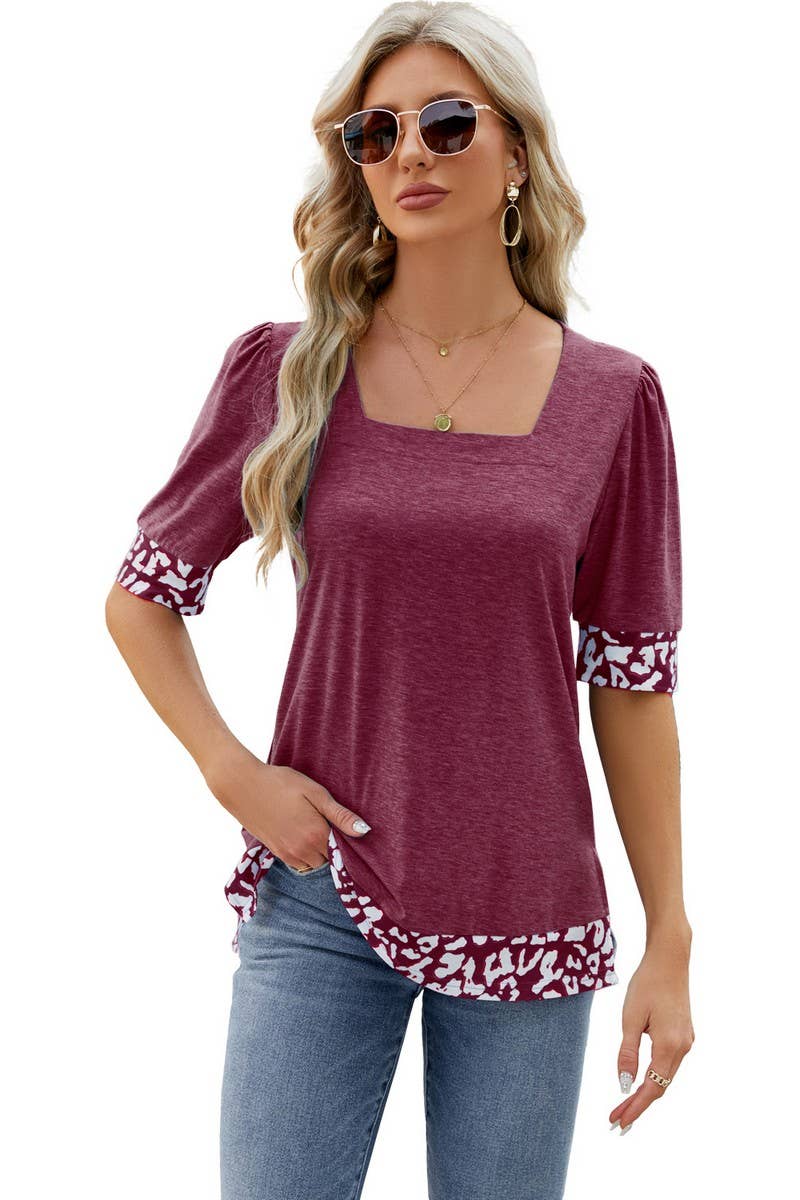 CWTTS0762_Sweetheart Neck Shirt Sleeve Top