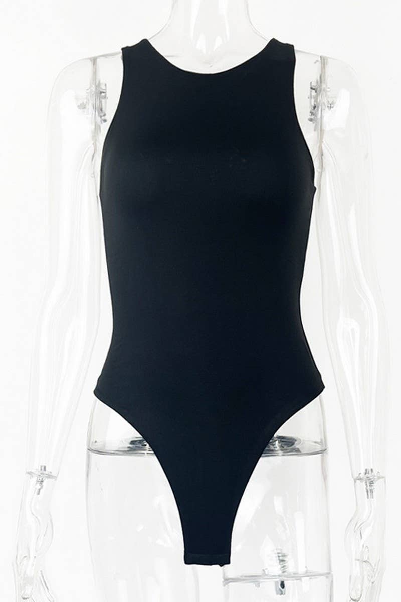 CWSJS0782_TIGHT SLEEVELESS DOUBLE VEST JUMPSUIT