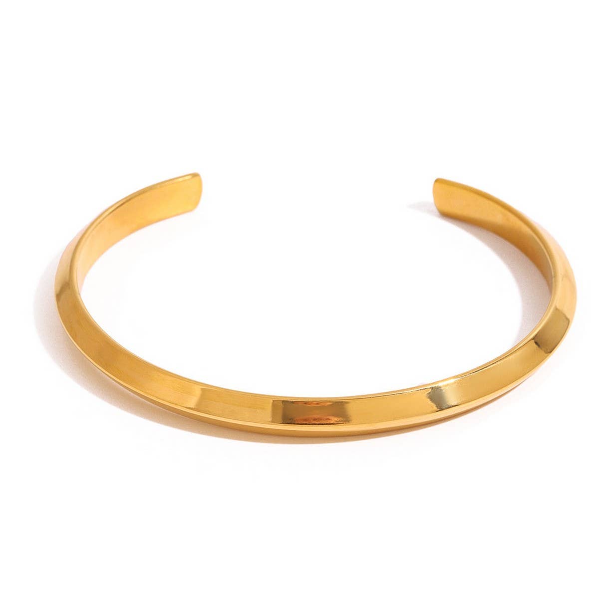 18K Gold Smooth Open Cuff in Stainless Steel_CWAJE4785