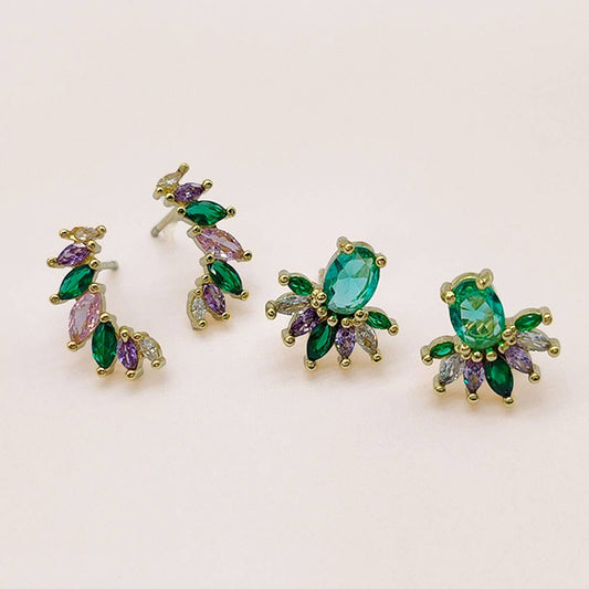RETRO PERSONALIZED COLORED ZIRCON EARRINGS_CWAJE1001