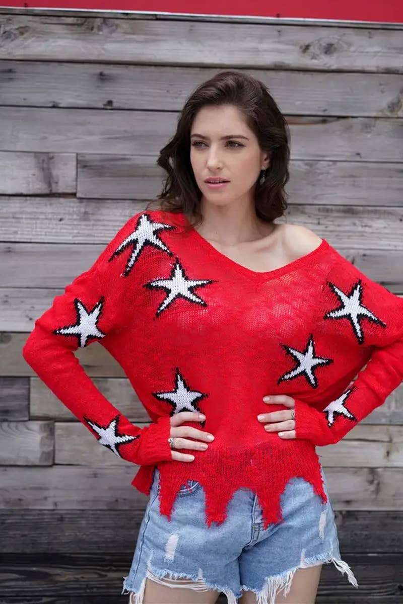 CWTTL1988_CREW NECK GEOMETRIC LOOSE SWEATER