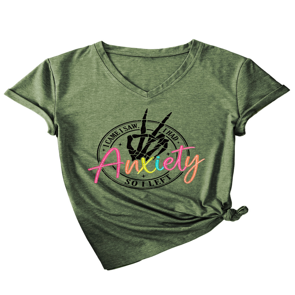 Trendy V-Neck Tee ? I Came I Saw Print