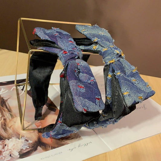 SIMPLE AND ELEGANT DENIM BOW HEADBAND