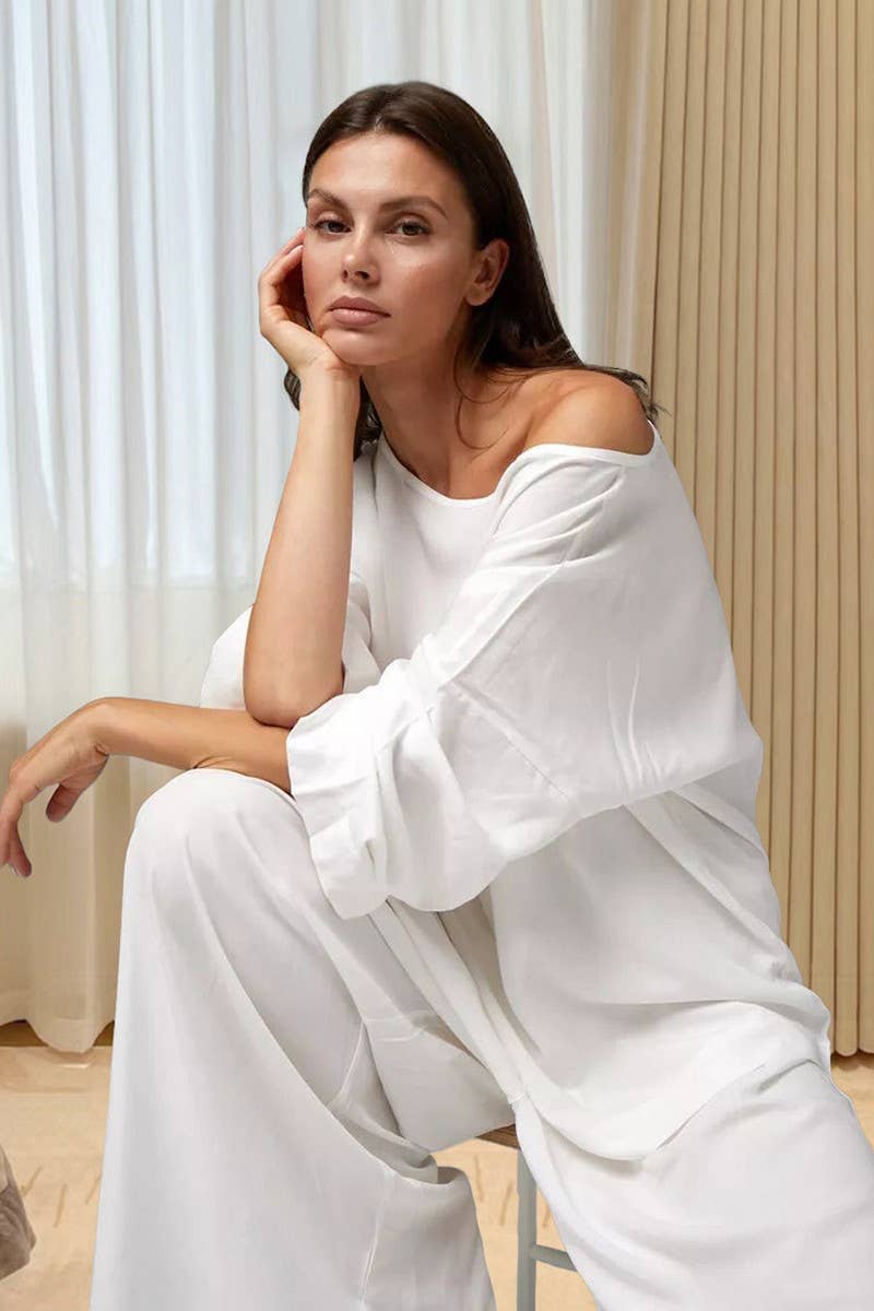 CWSPJ0324_ROUND NECK LONG SLEEVE LONG PANTS PAJAMA SET