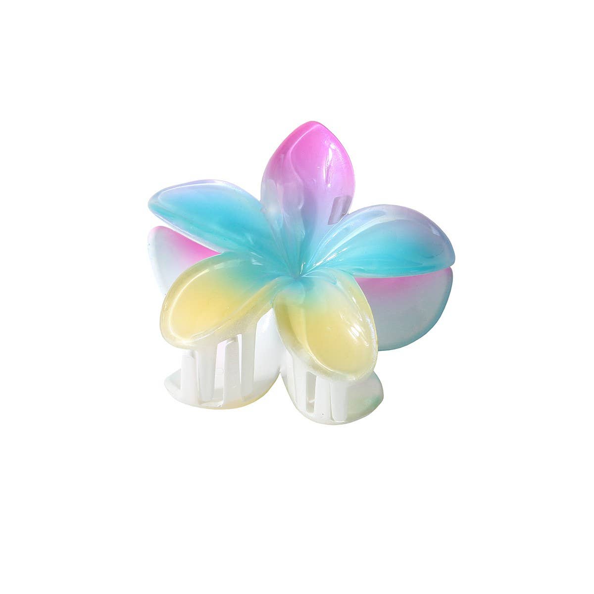 CWAHA07429_PEARL GRADIENT PLUMERIA HAIR CLAW CLIP LARGE
