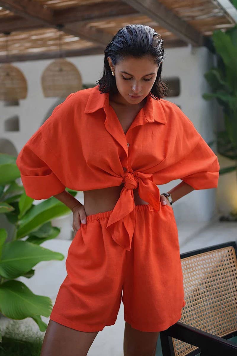 CWSS1170_SUMMER VACATION LOOSE SHIRT AND SHORTS SET