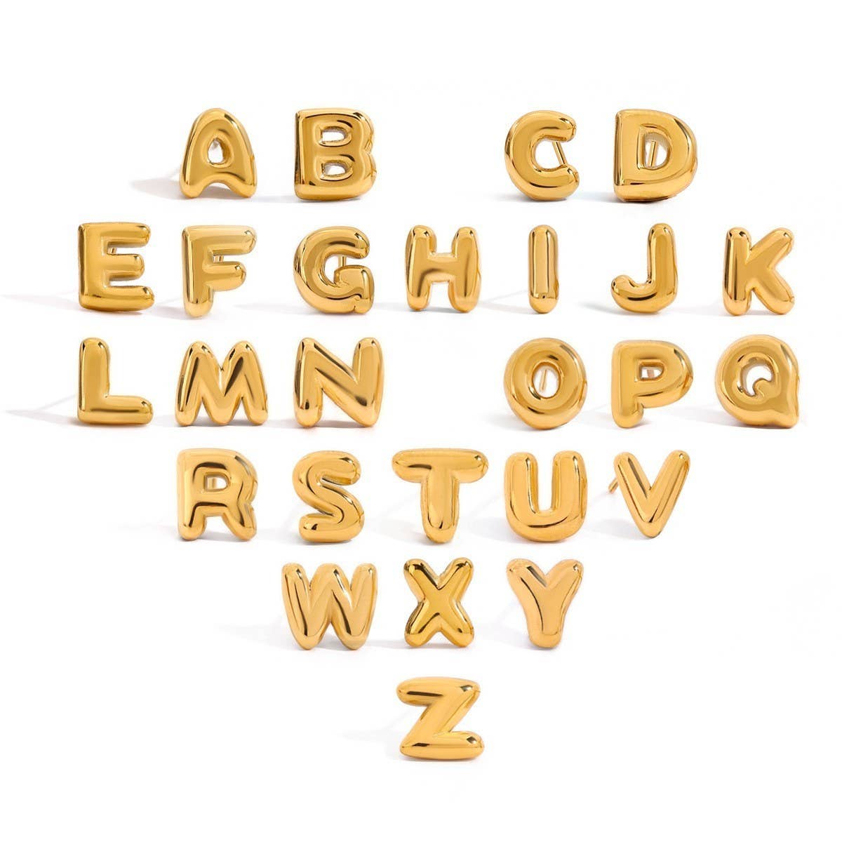18K Gold Titanium Letter Necklace & Bracelet Set_CWAJE4743