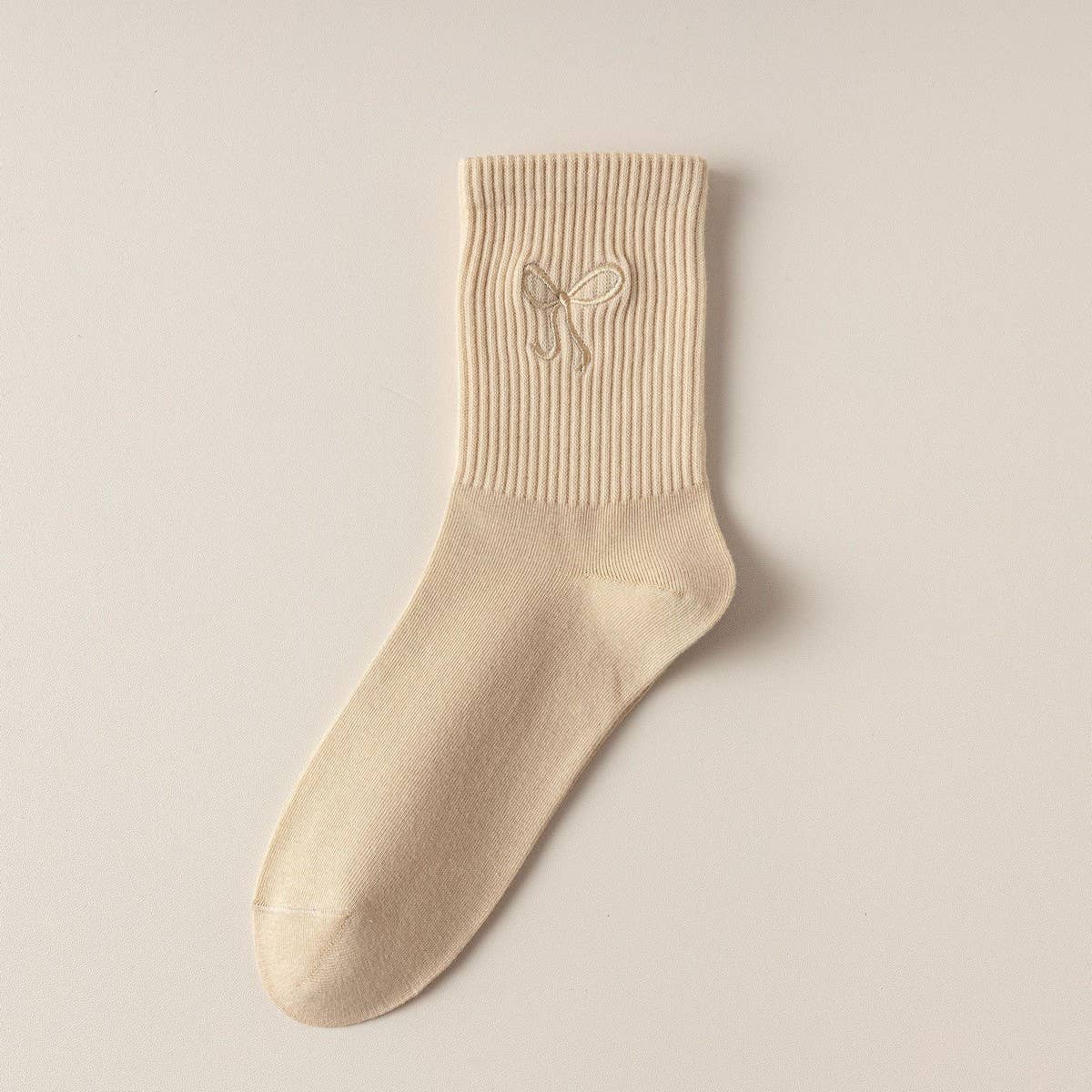 CWMS2522_WOMEN'S EMBROIDERED BOW SOCKS