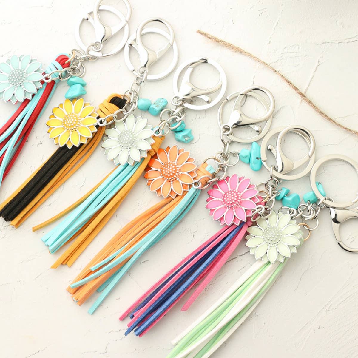 PUNK FLUORESCENT SUNFLOWER KEYCHAIN_CWMM1307
