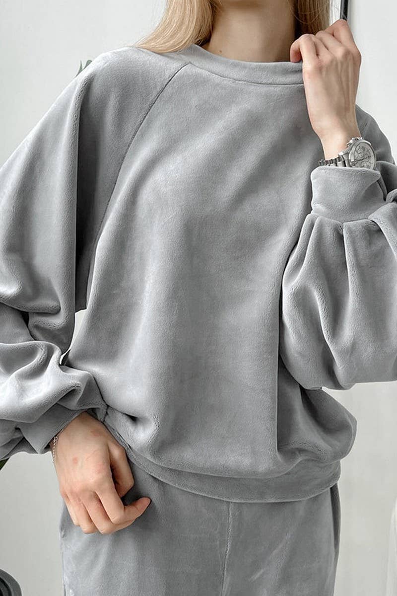 CWSPJ0408_VELVET LONG-SLEEVED TROUSERS PAJAMA SET