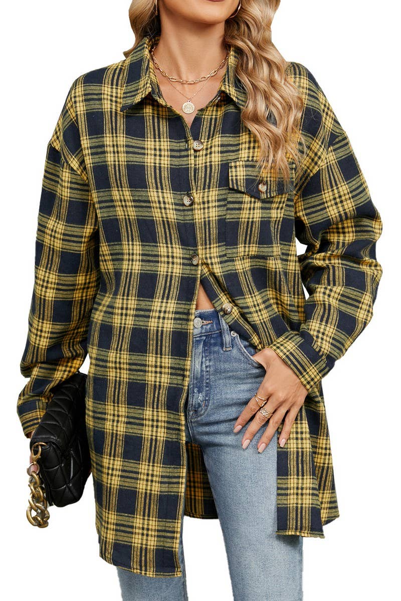 CWOCO0474_LAPEL BRUSHED STRIPE LONG SLEEVE SHIRT COAT