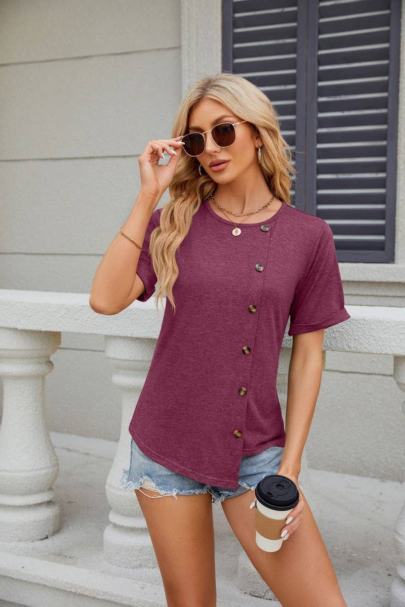 CWTTS0841_Round Neck Short Sleeve Knit Top
