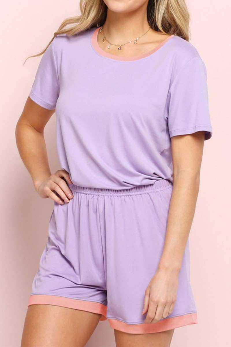 CWSPJ031-P_SHORT SLEEVE TOP WITH SHORTS PAJAMA SET