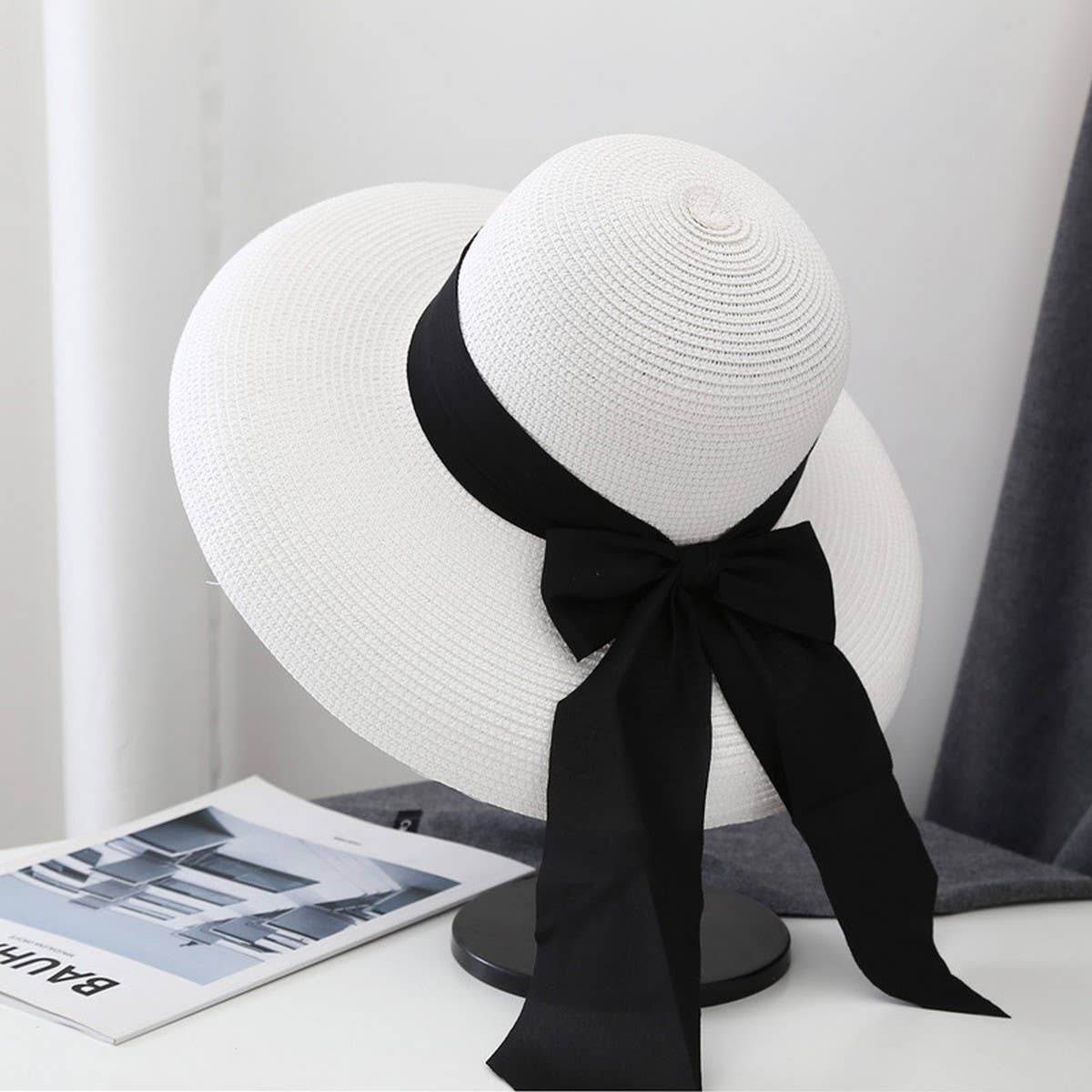 Summer foldable wide brim straw hat_CWAH3411