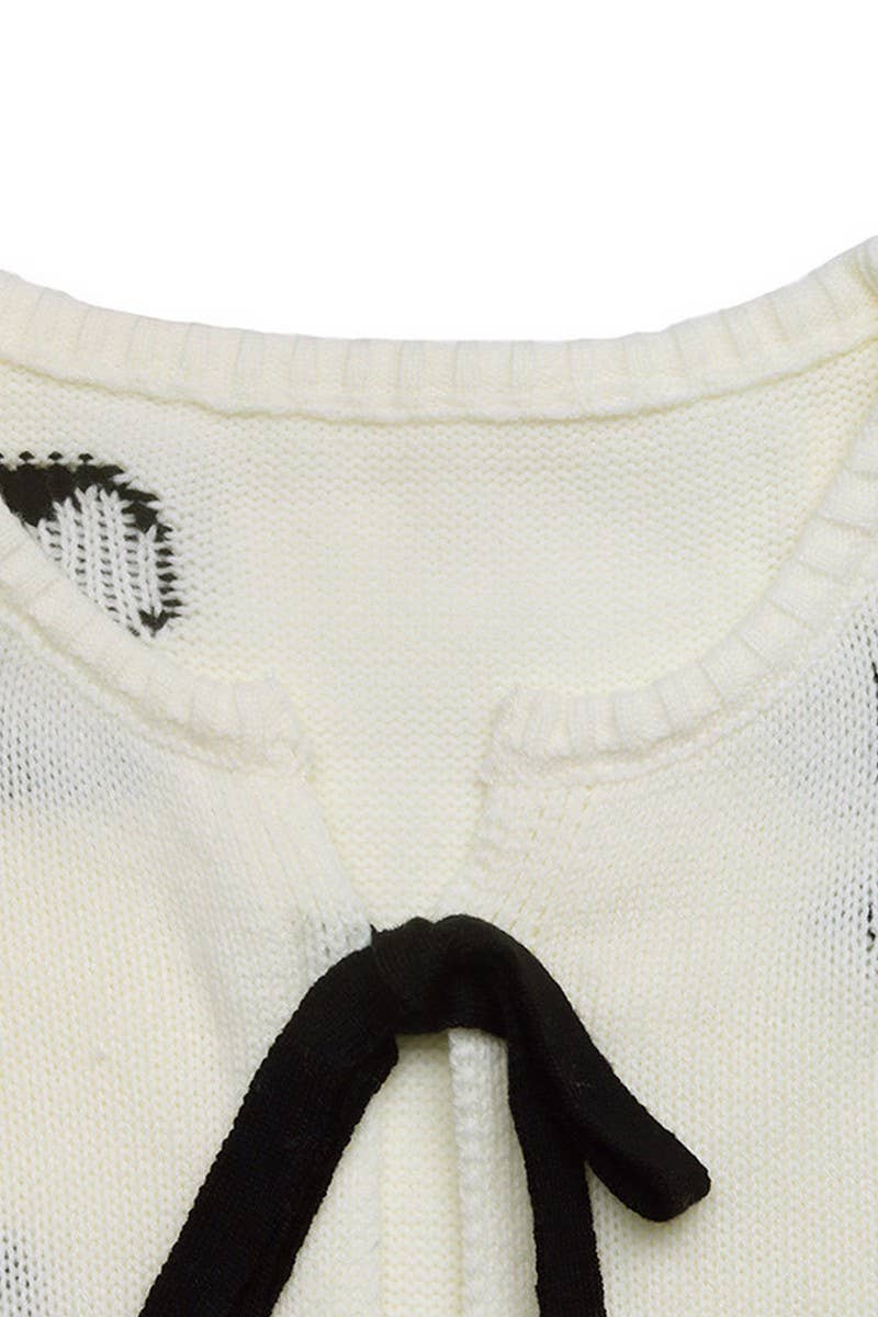 CWOCAL2318_WOMEN'S TIE FRONT BOW KNIT CARDIGAN SWEATER