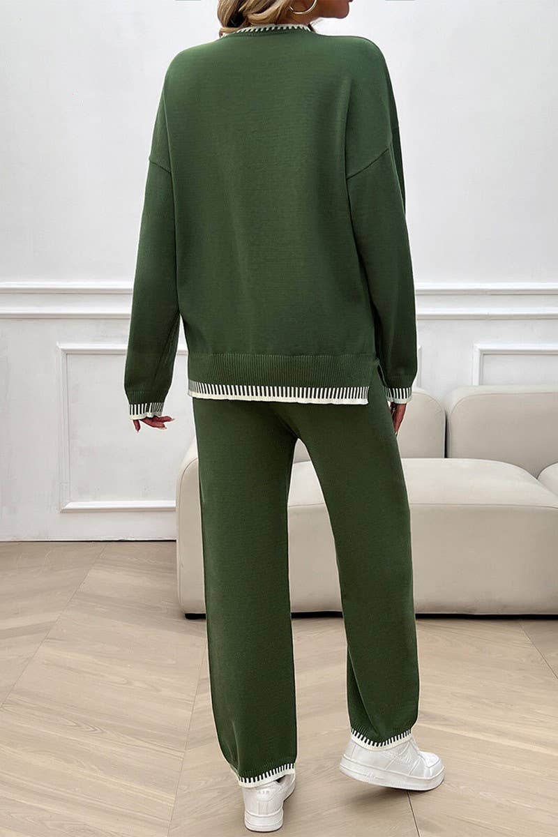 CWSTB0742_CASUAL CONTRAST COLOR SWEATER AND PANTS SET