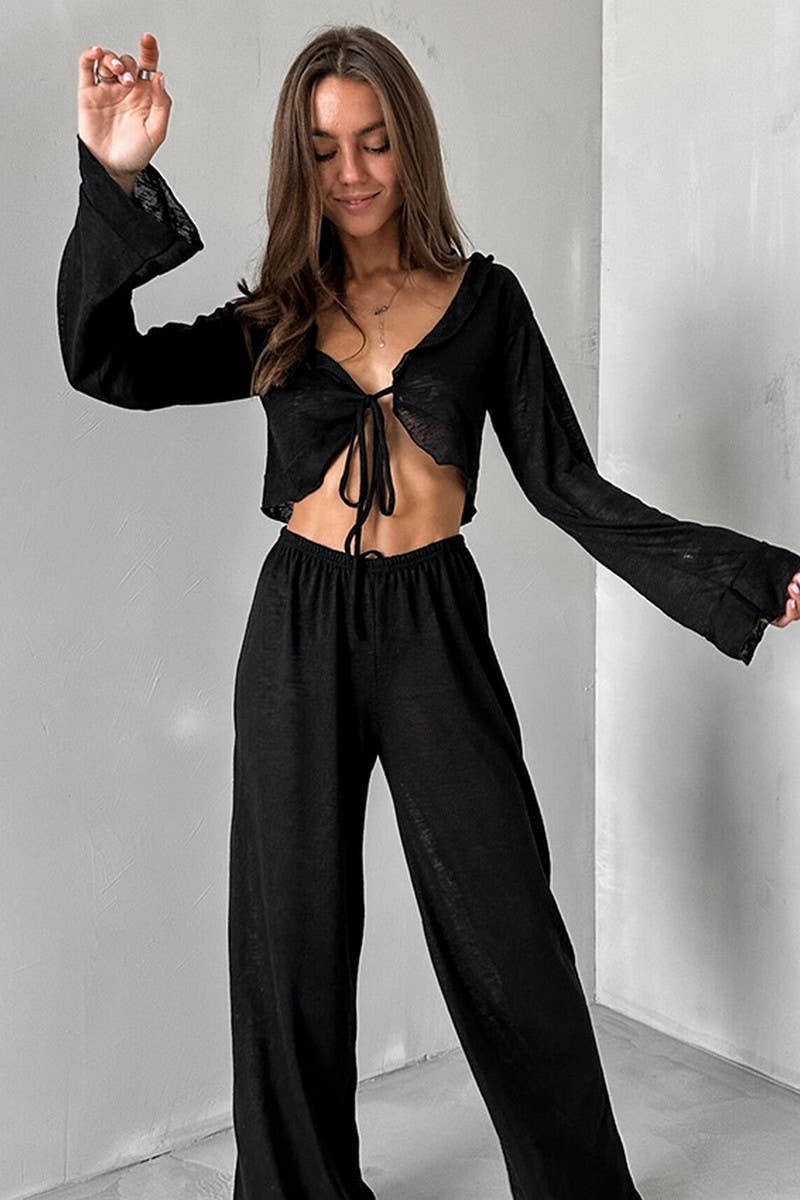 CWSPJ0348_KNITTED LONG-SLEEVED TROUSERS PAJAMA SET