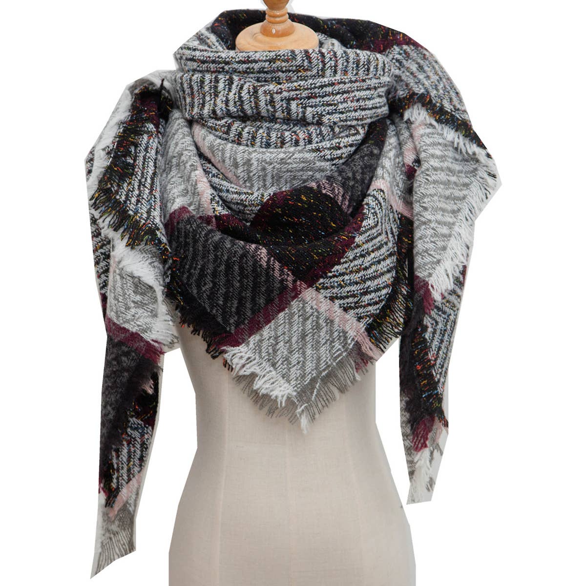 Plaid Triangle Scarf for Fall & Winter ??Wholesale_CWASC0110