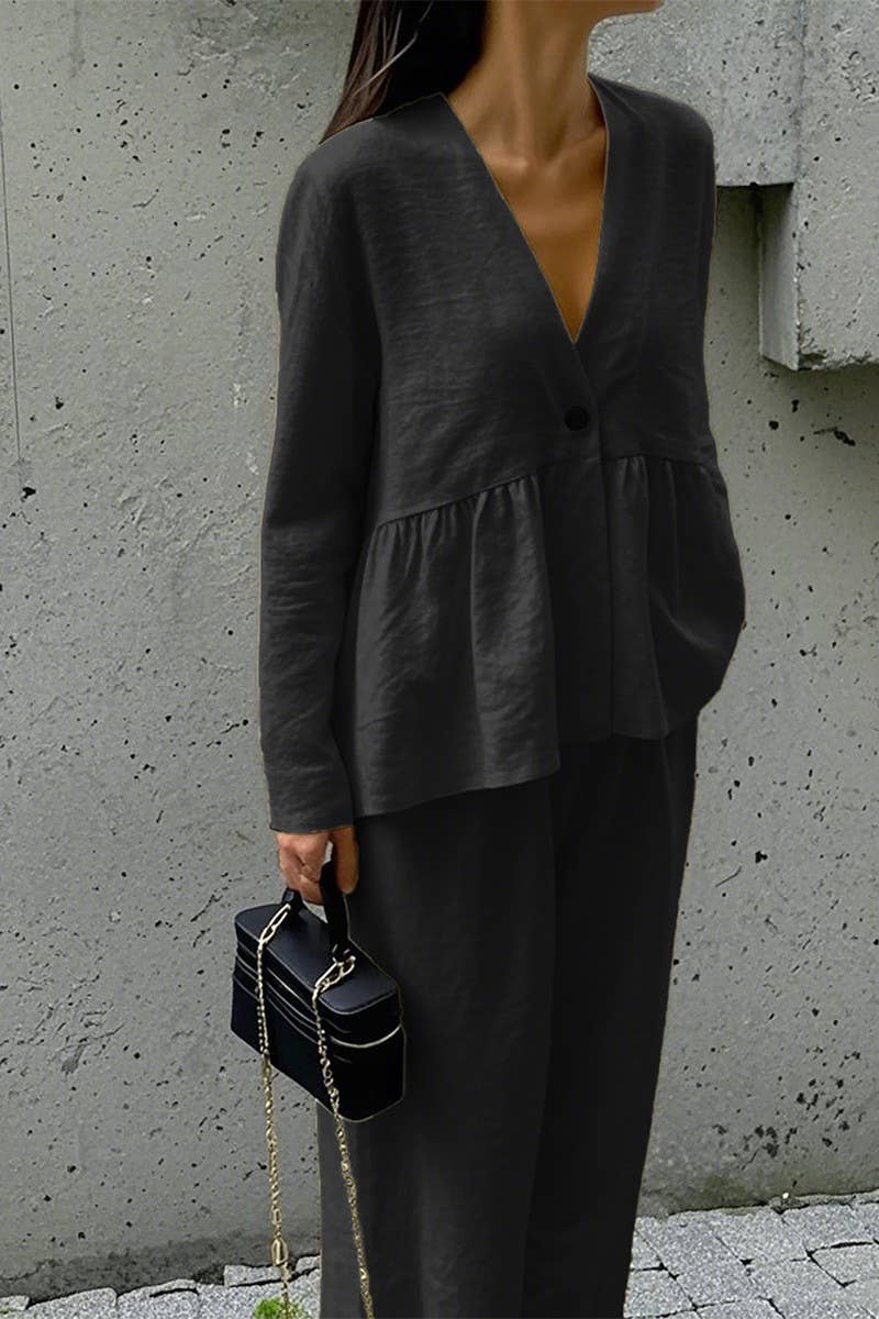 CWSTB00448_CASUAL LONG SLEEVE TEE AND STRAIGHT PANTS SET