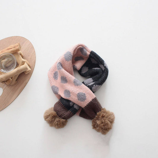 Colorful Polka Dot Knitted Scarf - Kids Neck Scarf