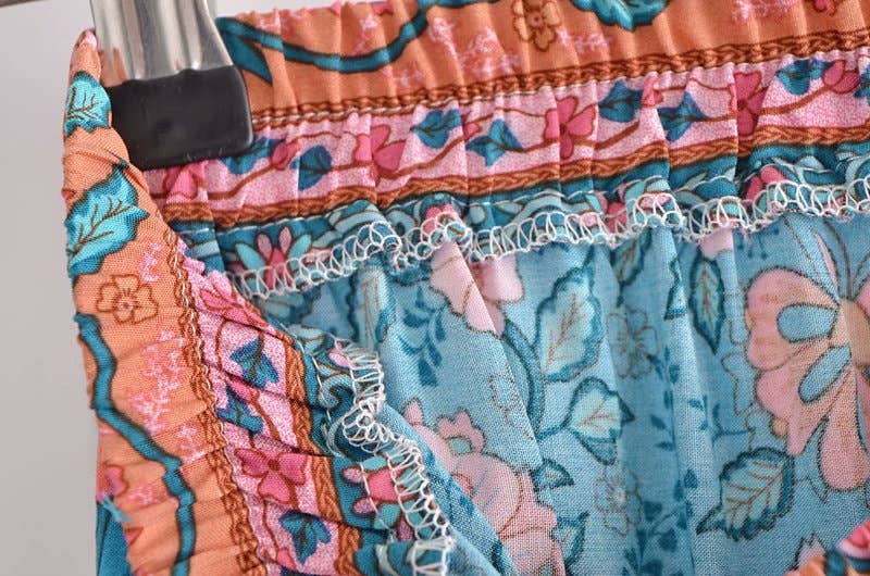 Bohemian resort-style cotton printed skirt