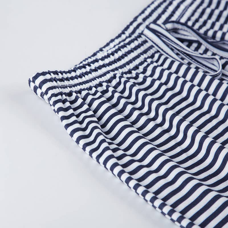 Color-blocking striped straight-leg casual pants