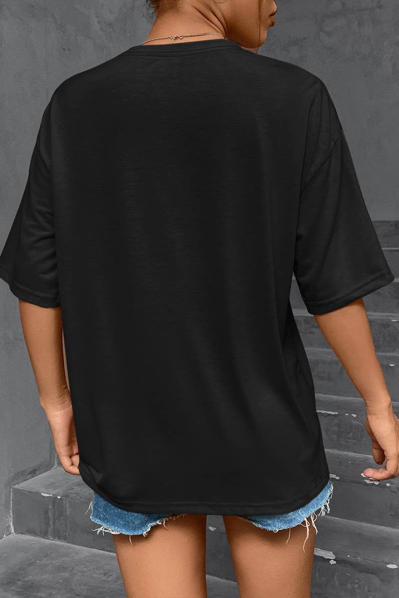 CWTTS1410_SUMMER SOLID COLOR LOOSE FIT CREW NECK T-SHIRT