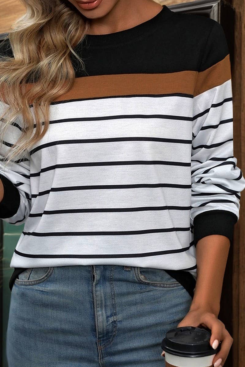 CWTBLL1242_LONG SLEEVE CREWNECK STRIPED SWEATSHIRT