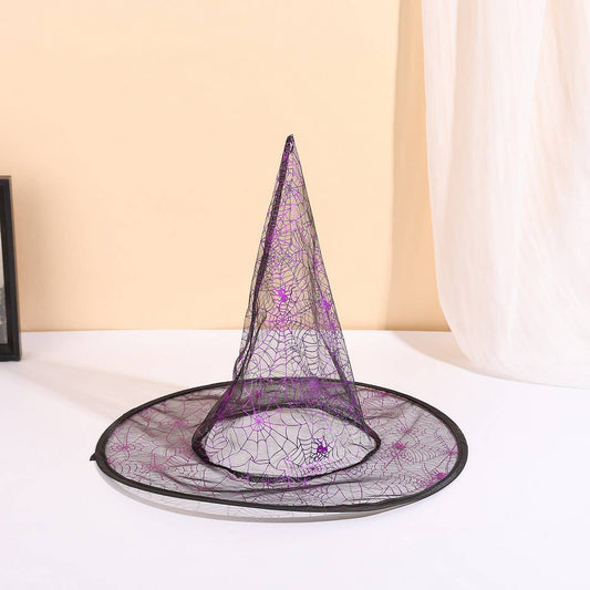 CWAH4029_HALLOWEEN PARTY SPIDER WEB WITCH HAT