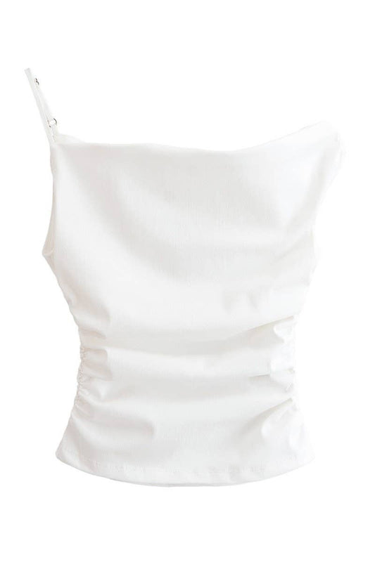 CWTTSL0356_FASHION PERSONALITY PLEATED ASYMMETRIC TOP