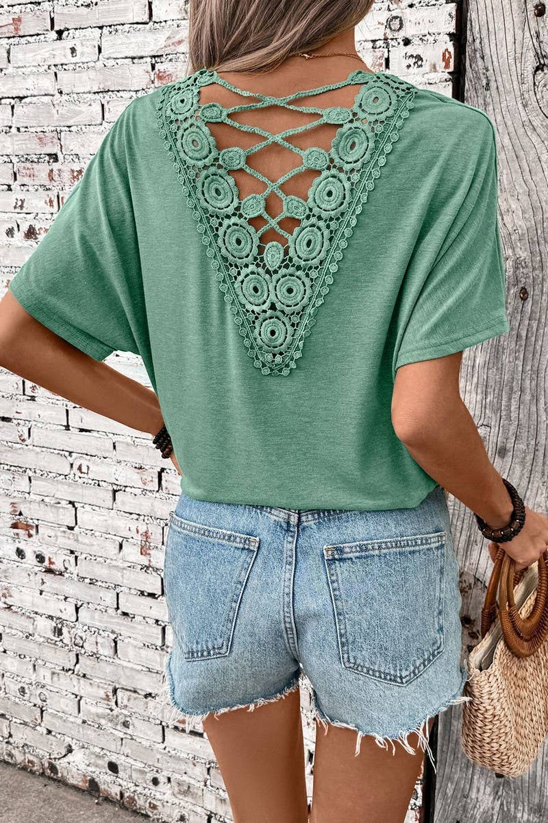 CWTBLS1998_BACKLESS SOLID BEADED CREW NECK CASUAL T-SHIRT
