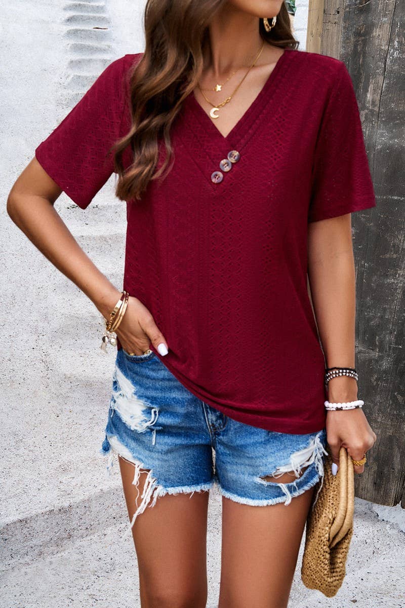 CWTSTS0127_V-Neck Short Sleeve Top