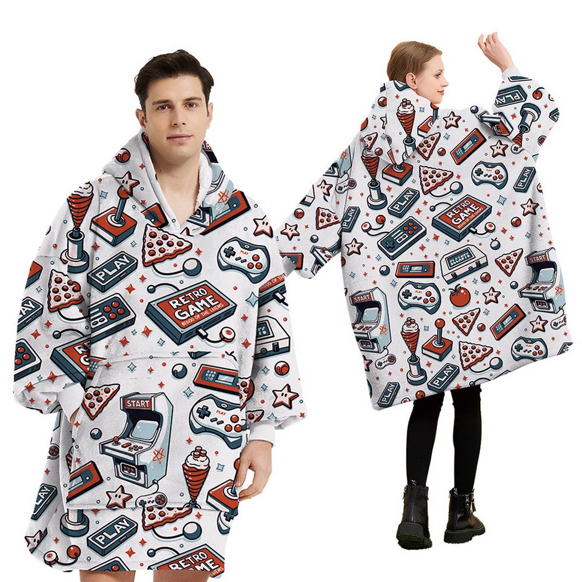 Wearable Flannel Sleeve Blanket with Big Pocket
