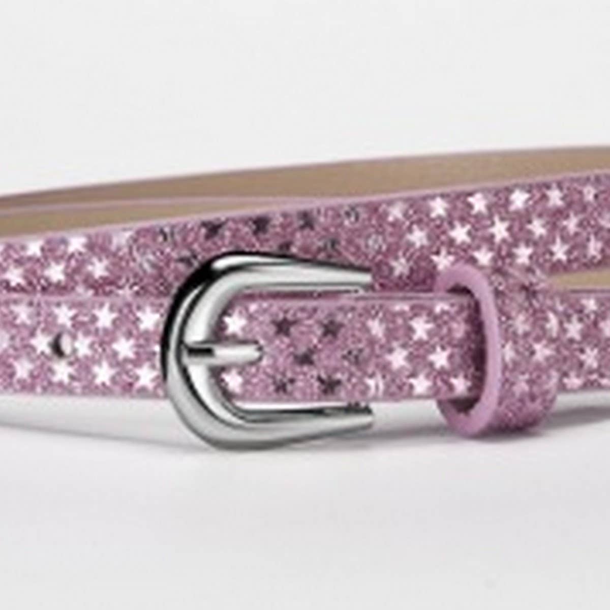 CWABE01255_KIDS SEQUIN PU BELT GIRLS FASHION JEANS OUTFIT