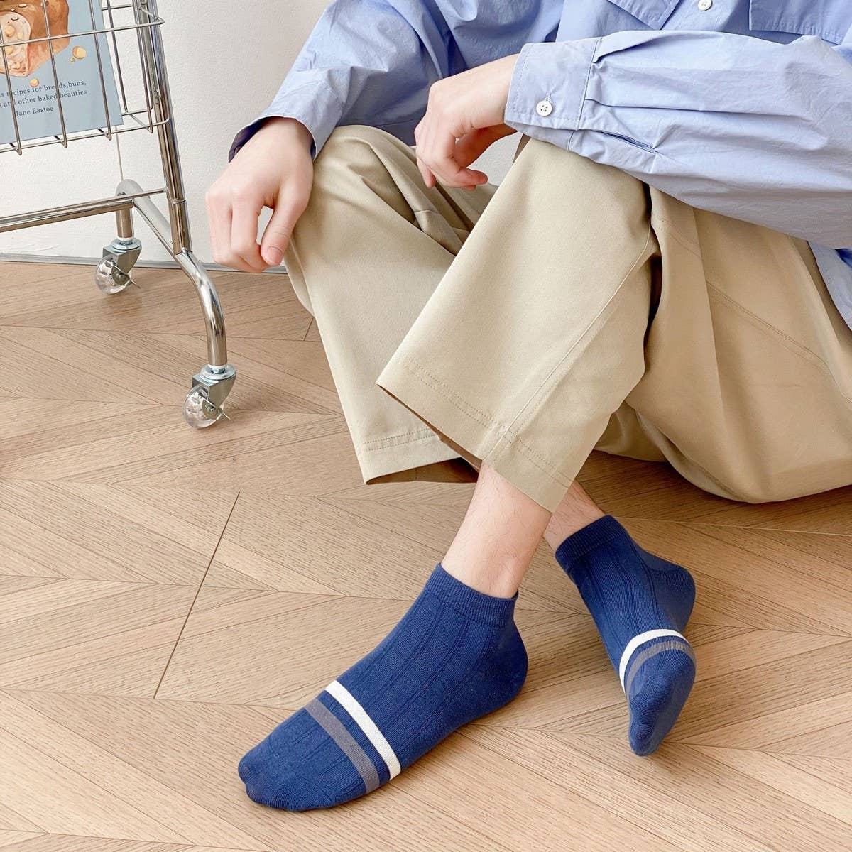 TWO-BAR SOLID COLOR BREATHABLE SOCKS FOR MEN