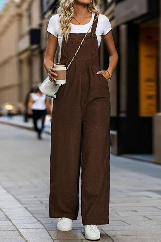 CWSJS1084_SOLID COLOR CASUAL CORDUROY BIB JUMPSUIT