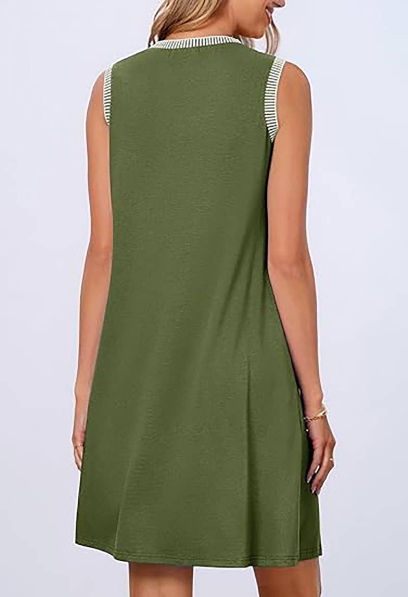 CREW-NECK LOOSE CASUAL SLEEVELESS MINI DRESS