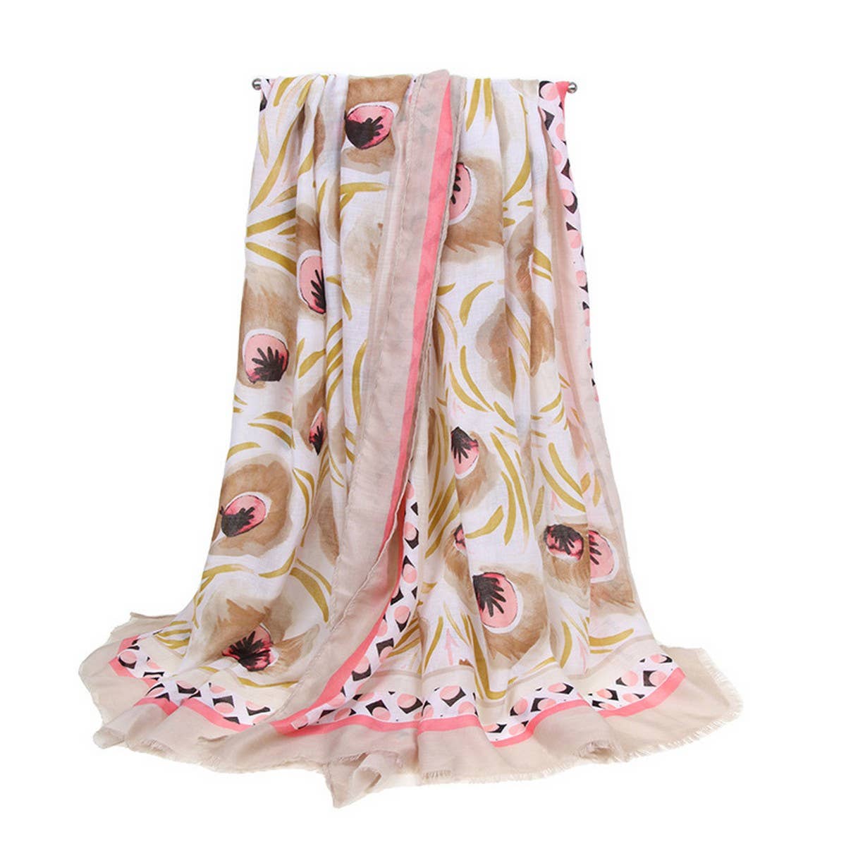 Floral Print Satin Scarf ? Spring Beach Wrap
