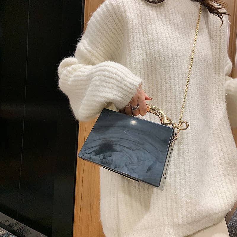 Candy-colored acrylic hand-held crossbody bag