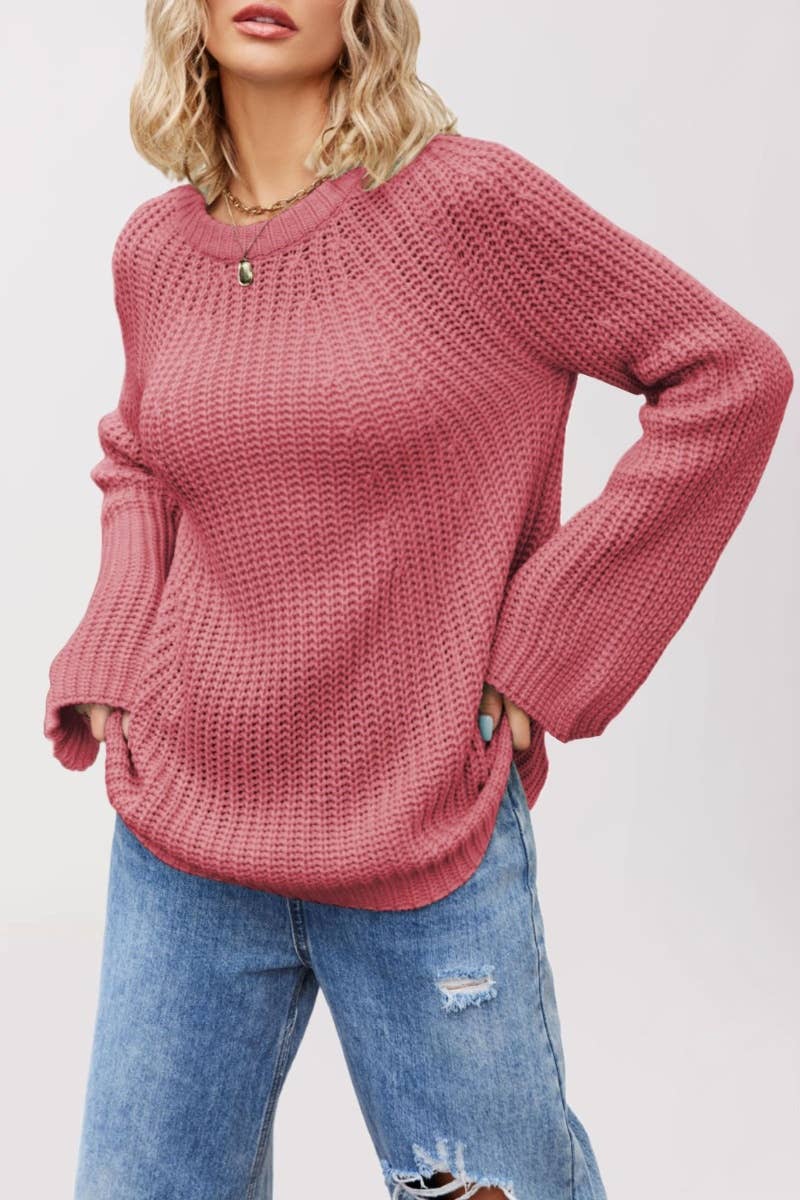 CWOSWL5849_CREW-NECK LONGSLEEVED SWEATER WITH FLARED SLEEVES