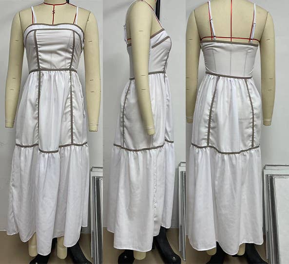 Contrasting color stripes ,large-swing dress